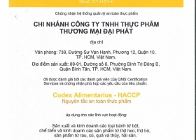 GIẤY CHỨNG NHẬN AN TOÀN THỰC PHẨM 